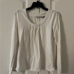 Liz Claiborne Cream Pleated Bib Collar Blouse